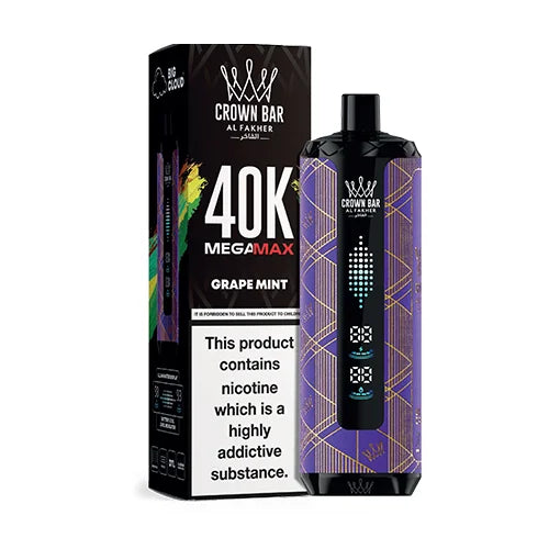 Al Fakher Crown Bar Mega Max Grape Mint Ice 40000 Puffs Elite Cigs & Vaporizers Al Fakher Crown Bar Mega Max Grape Mint Ice 40000 Puffs Elite Cigs & Vaporizers