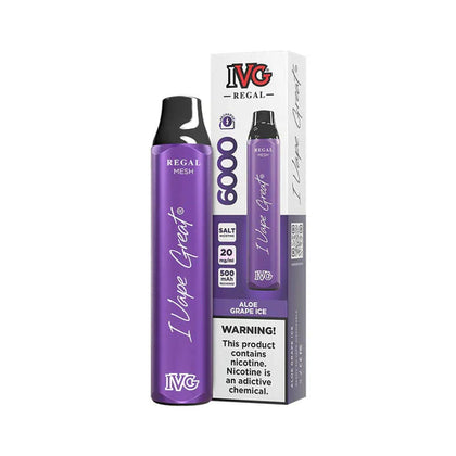 IVG REGAL DISPOSABLE ALOE GRAPE ICE 6000 PUFFS