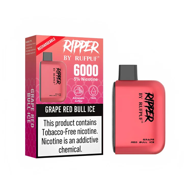 Ripper By Rufpuf - Disposable Grape Red Bull Ice 6000 Puffs 5% Elite Cigs & Vaporizers Ripper By Rufpuf - Disposable Grape Red Bull Ice 6000 Puffs 5% Elite Cigs & Vaporizers