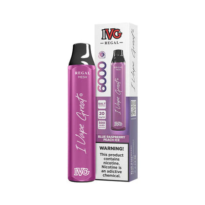 IVG REGAL DISPOSABLE BLUE RASPBERRY PEACH ICE 6000 PUFFS