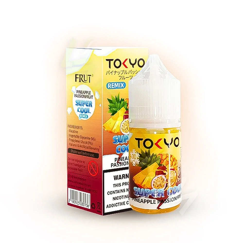 TOKYO SUPER COOL PINEAPPLE PASSION FRUIT ICE SALTNIC 30ML – Elite