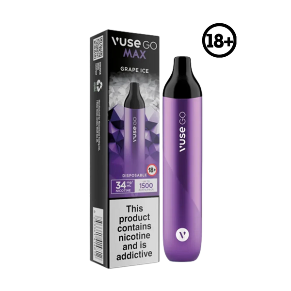 Vuse GO Max Disposable Grape Ice 34mg 1500 Puff Elite Cigs & Vaporizers Vuse GO Max Disposable Grape Ice 34mg 1500 Puff Elite Cigs & Vaporizers