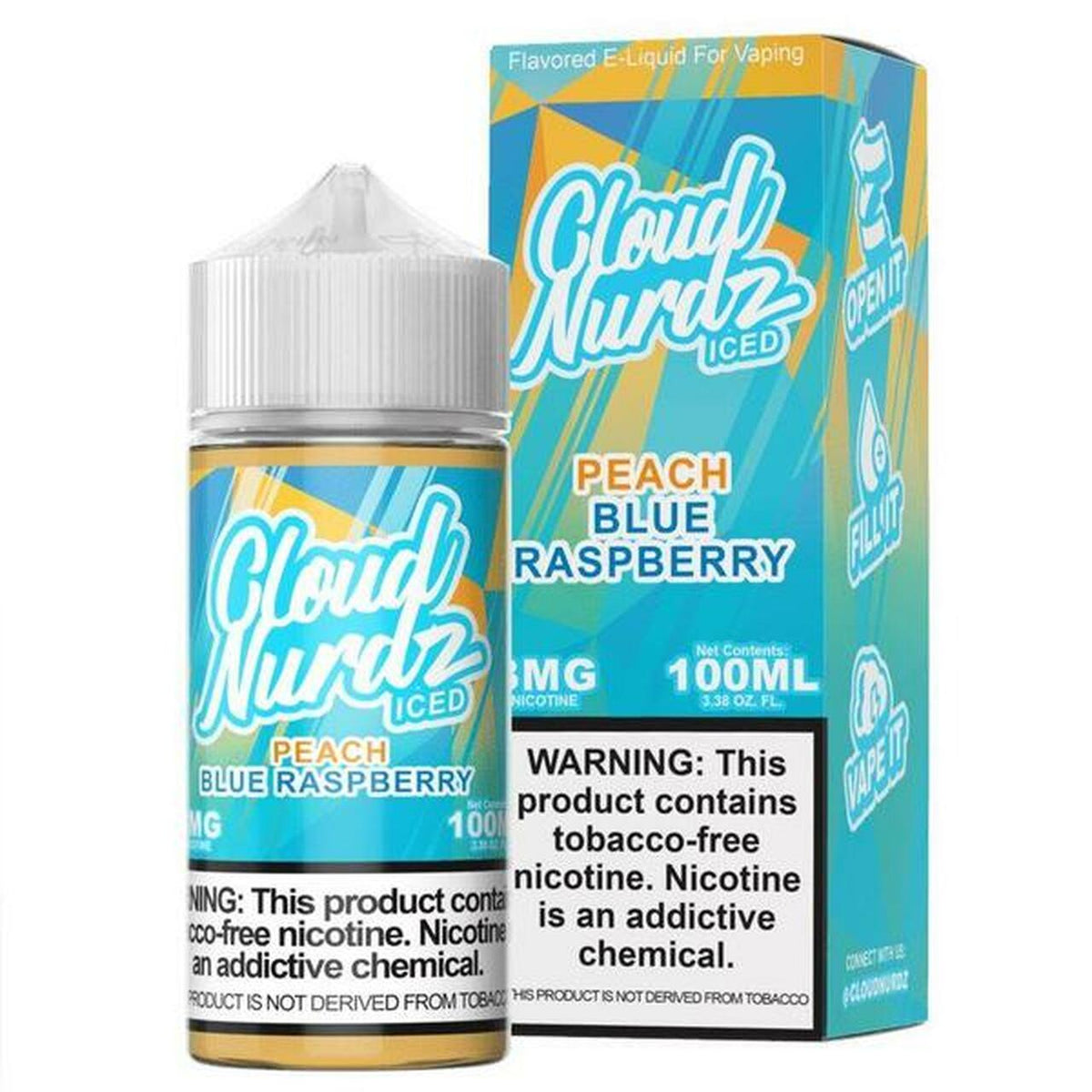 Peach Blue Raspberry Ice by Cloud Nurdz E-Liquid 100ML – Elite Cigs ...